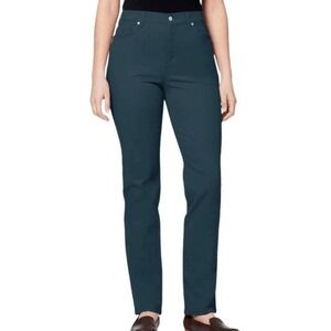 Gloria Vanderbilt Amanda High Rise Straight Leg Jeans Dark Teal Green Womens 4